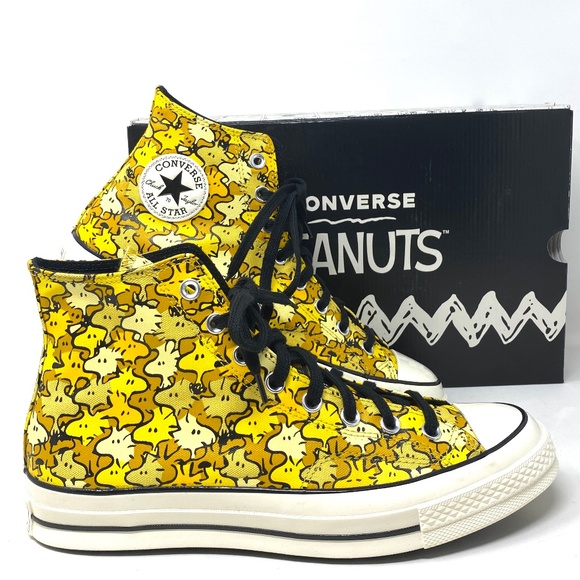 Converse x Peanuts Chuck 70 High Top Yellow Women’s Canvas Size Sneakers A01871C - Picture 2 of 10